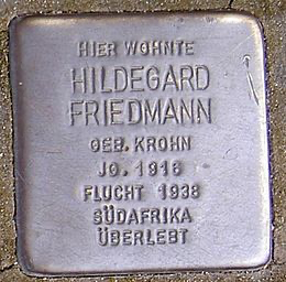 Stolperstein in Gedenken an Hildegard Friedmann